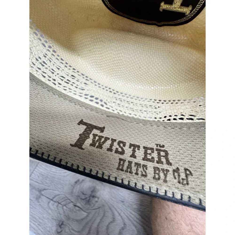 Twister White Straw Western Cowboy Hat 6 7/8 Bangora Made In Mexico